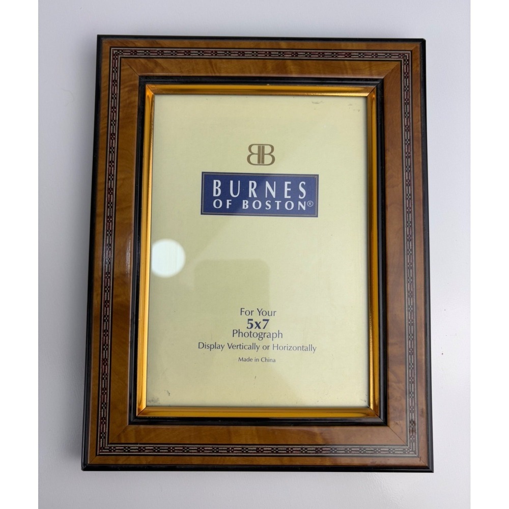 Burnes Of Boston 5x7‎ Brown & Gold Photo Frame Intricate Geometric Border Design